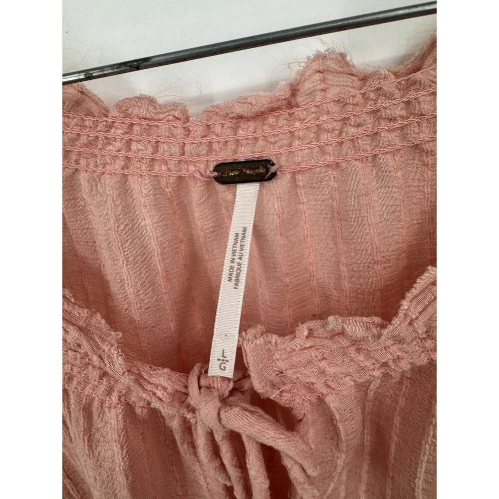 Free People Out Of Town Boho Peasant Swing Top Women L Pink Peasant Prairie - Picture 4 of 11